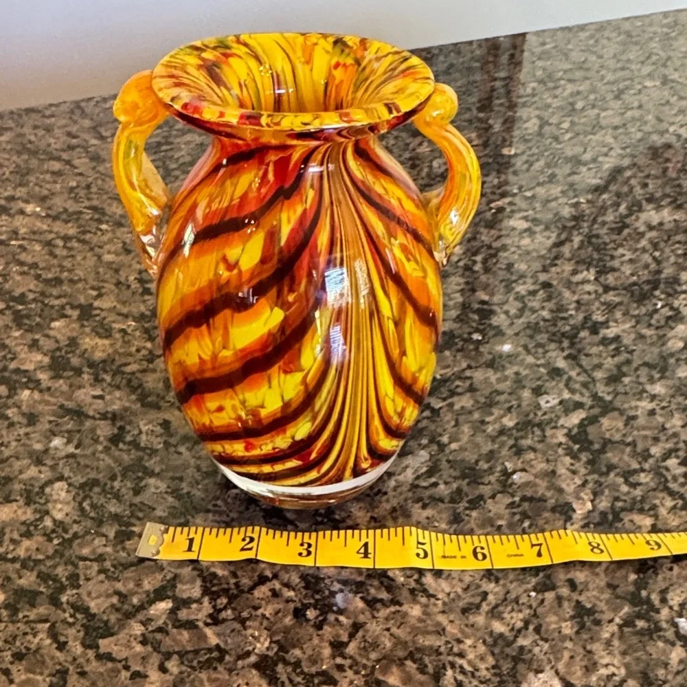 Murano Vibrant handblown Swirled Glass Vase EUC